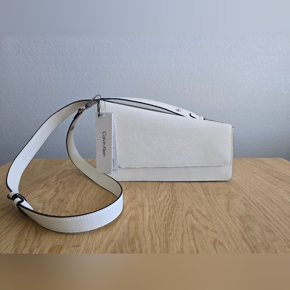 Calvin Klein Basalt Signature Asymmetric Triple Compartment Shoulder Bag